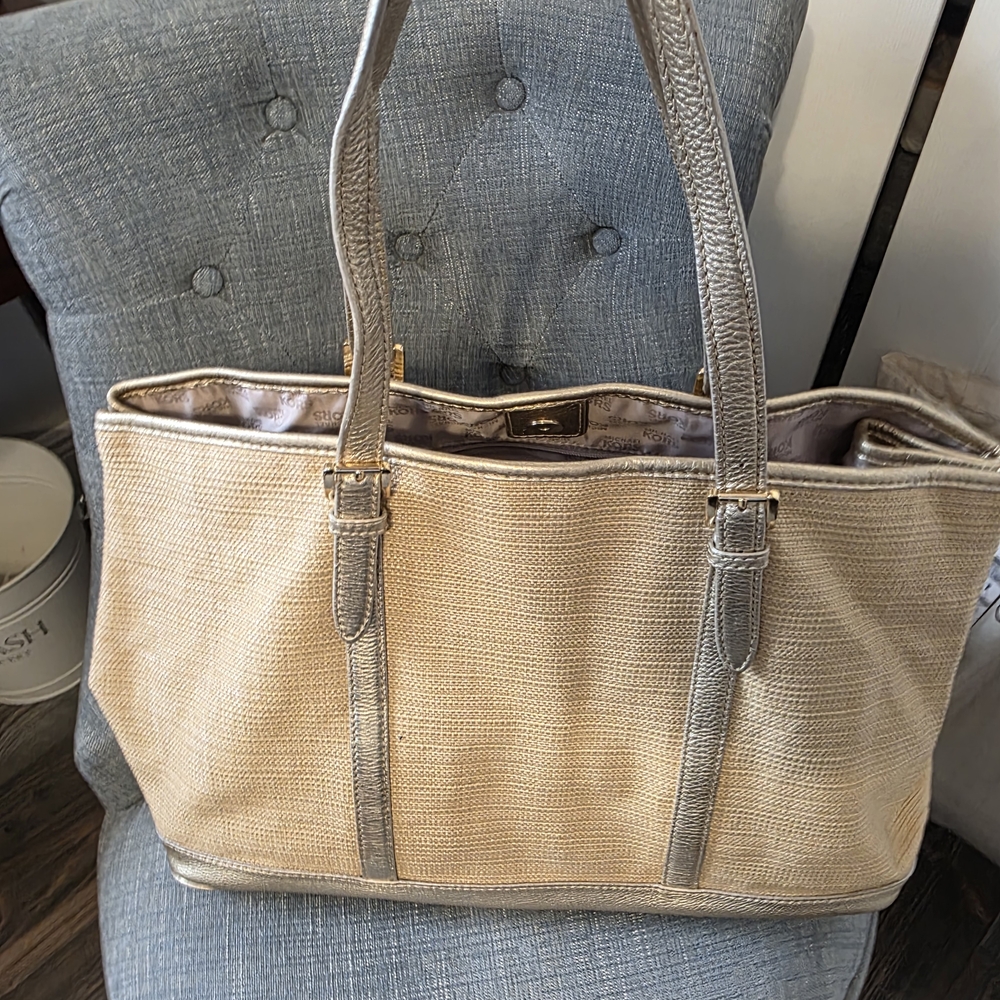 Elegant Tan and Silver Women's Tote Bag